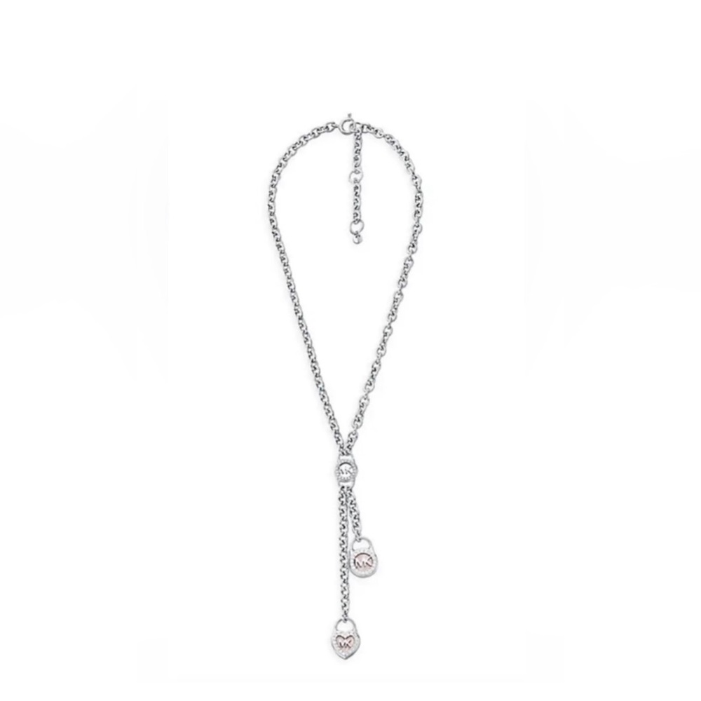 MICHAEL KORS SILVER CZ & PEARL
HEART PADLOCK LARIAT NECKLACE
MKC1561A6040 NIB